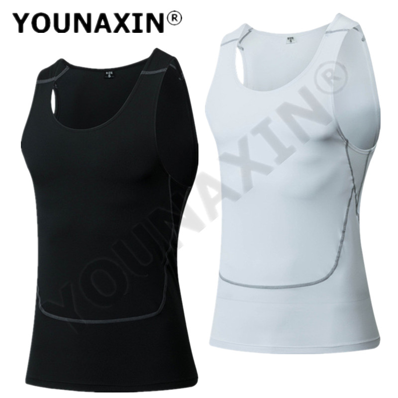 Base Layer Top - Erkekler siyah spor sıska yelek sıkı