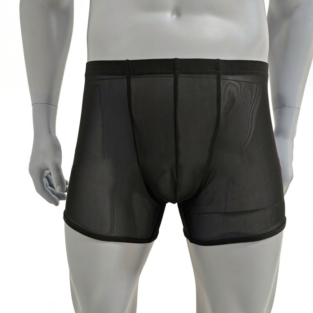 Long Leg Trunk Men - Erkekler Örgü Şeffaf Ultra-ince Boxer Şort